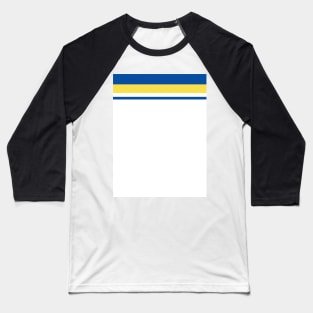 Leeds Retro 1982 White Blue Yellow Bars Baseball T-Shirt